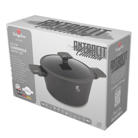 GARNEK TYTANOWY Z POKRYWĄ 24cm BERLINGER HAUS BH-8131 ANTRACIT GARNEK TYTANOWY Z POKRYWĄ 24cm BERLINGER HAUS BH-8131 ANTRACIT