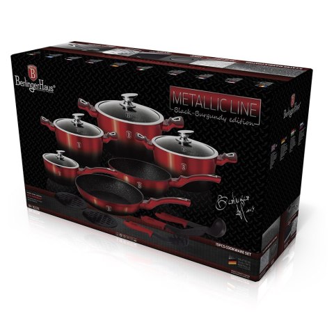 GARNKI BERLINGER HAUS METALLIC BLACK BURGUNDY LINE 15 ELE BH-1632 GARNKI BERLINGER HAUS METALLIC BLACK BURGUNDY LINE 15 ELE BH-1632