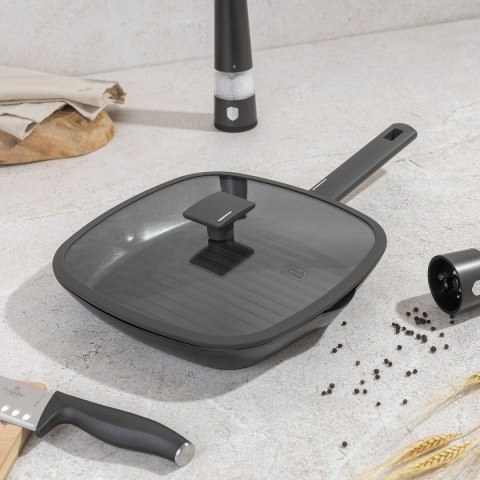 PATELNIA GRILLOWA TYTANOWA Z POKRYWĄ 28cm BERLINGER HAUS BH-8127 ANTRACIT PATELNIA GRILLOWA TYTANOWA Z POKRYWĄ 28cm BERLINGER HAUS BH-8127 ANTRACIT