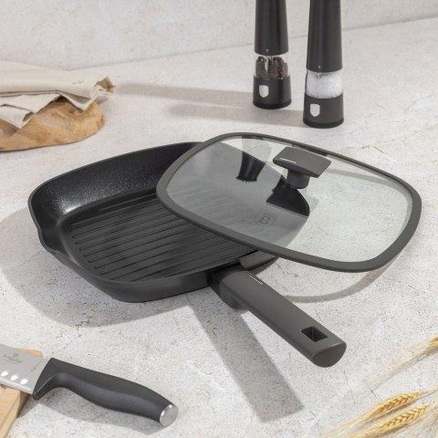 PATELNIA GRILLOWA TYTANOWA Z POKRYWĄ 28cm BERLINGER HAUS BH-8127 ANTRACIT PATELNIA GRILLOWA TYTANOWA Z POKRYWĄ 28cm BERLINGER HAUS BH-8127 ANTRACIT