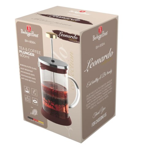 ZAPARZACZ TŁOKOWY DO KAWY HERBATY 600ml BERLINGER HAUS BH-8584 LEONARDO ZAPARZACZ TŁOKOWY DO KAWY HERBATY 600ml BERLINGER HAUS BH-8584 LEONARDO