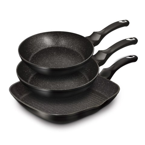 ZESTAW 3 PATELNI GRANITOWYCH BERLINGER HAUS BH-6157 BLACK SILVER ZESTAW 3 PATELNI GRANITOWYCH BERLINGER HAUS BH-6157 BLACK SILVER