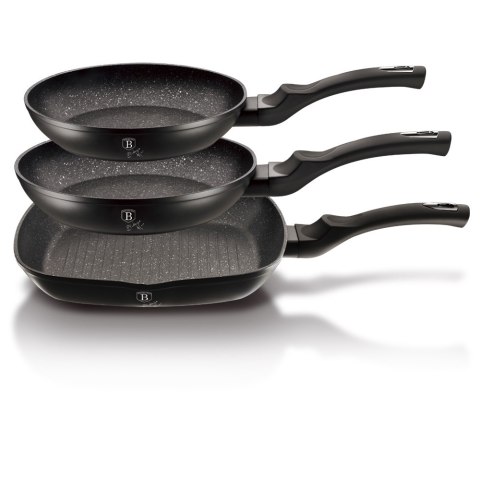 ZESTAW 3 PATELNI GRANITOWYCH BERLINGER HAUS BH-6157 BLACK SILVER ZESTAW 3 PATELNI GRANITOWYCH BERLINGER HAUS BH-6157 BLACK SILVER