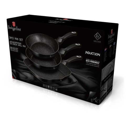 ZESTAW 3 PATELNI GRANITOWYCH BERLINGER HAUS BH-6157 BLACK SILVER ZESTAW 3 PATELNI GRANITOWYCH BERLINGER HAUS BH-6157 BLACK SILVER