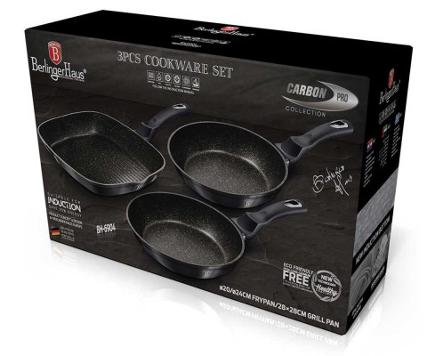 ZESTAW 3 PATELNI GRANITOWYCH BERLINGER HAUS BH-6904 CARBON PRO ZESTAW 3 PATELNI GRANITOWYCH BERLINGER HAUS BH-6904 CARBON PRO