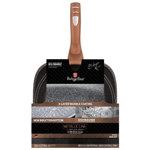 ZESTAW 3 PATELNI GRANITOWYCH BERLINGER HAUS ROSE GOLD LINE BH-1279 ZESTAW 3 PATELNI GRANITOWYCH BERLINGER HAUS ROSE GOLD LINE BH-1279