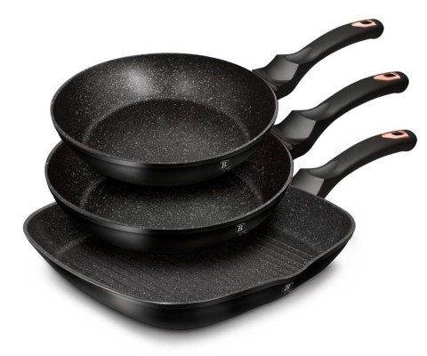ZESTAW 3 PATELNI GRANITOWYCH BERLINGERHAUS BLACK ROSE BH-6156 ZESTAW 3 PATELNI GRANITOWYCH BERLINGERHAUS BLACK ROSE BH-6156