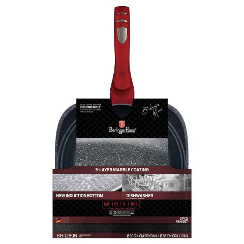 ZESTAW 3 PATELNI GRANITOWYCH BERLINGERHAUS RED METALLIC LINE BH-1289 ZESTAW 3 PATELNI GRANITOWYCH BERLINGERHAUS RED METALLIC LINE BH-1289