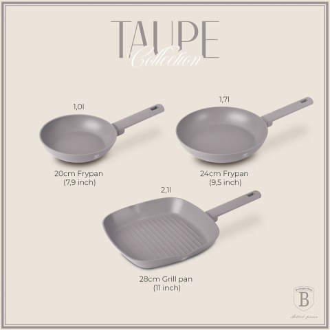 ZESTAW 3 PATELNI TYTANOWYCH BERLINGER HAUS BH-8109 TAUPE ZESTAW 3 PATELNI TYTANOWYCH BERLINGER HAUS BH-8109 TAUPE