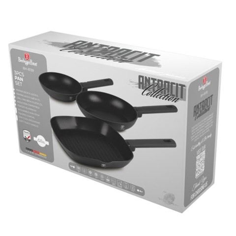 ZESTAW 3 PATELNI TYTANOWYCH BERLINGER HAUS BH-8139 ANTRACIT ZESTAW 3 PATELNI TYTANOWYCH BERLINGER HAUS BH-8139 ANTRACIT
