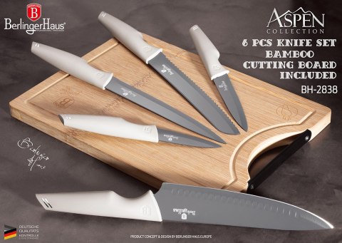 ZESTAW 5 NOŻY KUCHENNYCH Z DESKĄ BERLINGER HAUS BH-2838 ZESTAW 5 NOŻY KUCHENNYCH Z DESKĄ BERLINGER HAUS BH-2838