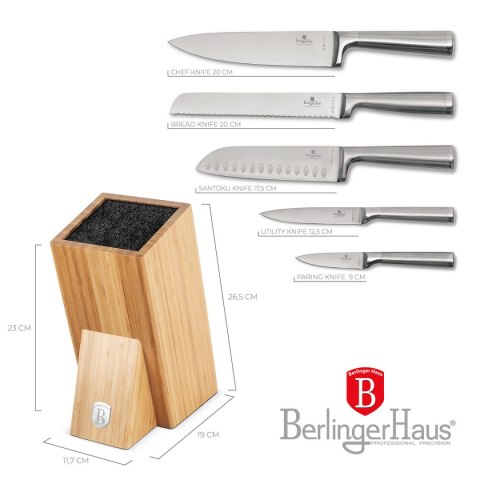 ZESTAW NOŻY BERLINGER HAUS BH-2805 W BLOKU BAMBUSOWYM ZESTAW NOŻY BERLINGER HAUS BH-2805 W BLOKU BAMBUSOWYM