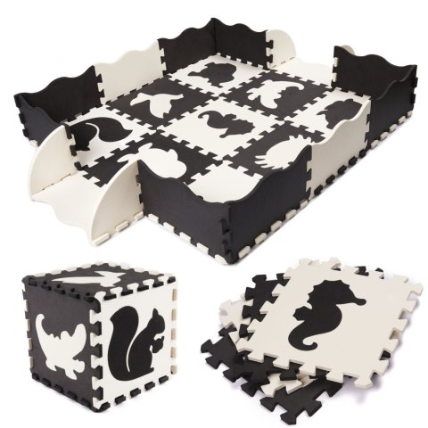 Mata edukacyjna piankowa puzzle kojec 114 x 114 x 1 cm czarna 25 elementów Mata edukacyjna piankowa puzzle kojec 114 x 114 x 1 cm czarna 25 elementów