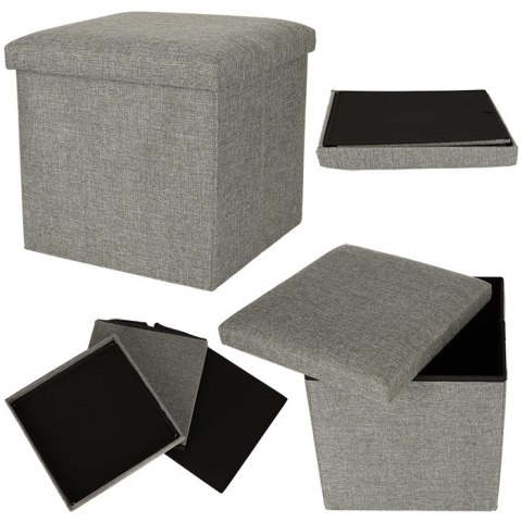 Puf składany ze schowkiem szary 38x38x38cm Puf składany ze schowkiem szary 38x38x38cm