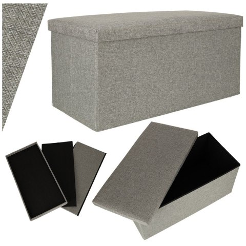 Puf składany ze schowkiem szary duży 76x38x38cm Puf składany ze schowkiem szary duży 76x38x38cm