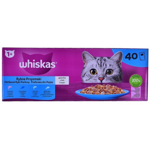 WHISKAS Rybne przysmaki w galaretce - mokra karma dla kota - 40x85 g WHISKAS Rybne przysmaki w galaretce - mokra karma dla kota - 40x85 g