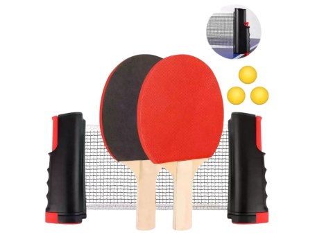 Zestaw Do Ping Ponga Tenis Stołowy Siatka Paletki Piłeczki 3szt Zestaw Do Ping Ponga Tenis Stołowy Siatka Paletki Piłeczki 3szt