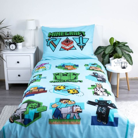 Pościel bawełna 140x200+70x90 Minecraft jasy niebieski Pościel bawełna 140x200+70x90 Minecraft jasy niebieski