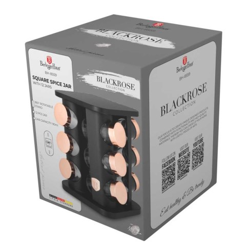 STOJAK OBROTOWY NA PRZYPRAWY 12 POJEMNIKÓW BERLINGER HAUS BH-8559 BLACK ROSE STOJAK OBROTOWY NA PRZYPRAWY 12 POJEMNIKÓW BERLINGER HAUS BH-8559 BLACK ROSE