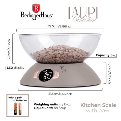 WAGA KUCHENNA Z MISĄ BERLINGER HAUS BH-9616 TAUPE WAGA KUCHENNA Z MISĄ BERLINGER HAUS BH-9616 TAUPE