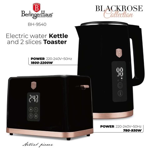 CZAJNIK ELEKTRYCZNY 1,7L + TOSTER CYFROWY BERLINGER HAUS BH-9540 BLACK ROSE CZAJNIK ELEKTRYCZNY 1,7L + TOSTER CYFROWY BERLINGER HAUS BH-9540 BLACK ROSE
