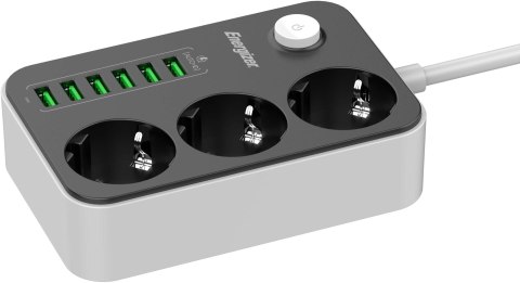 LISTWA ZASILAJĄCA Z WYŁĄCZNIKIEM Energizer 3x SCHUKO 6x USB-A 2500W 10A KABEL 2M LISTWA ZASILAJĄCA Z WYŁĄCZNIKIEM Energizer 3x SCHUKO 6x USB-A 2500W 10A KABEL 2M