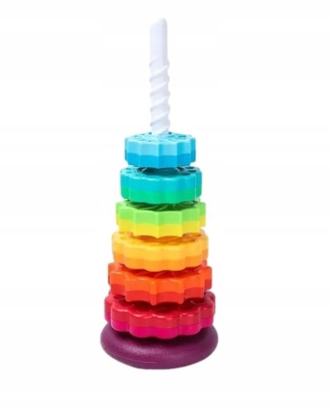 Kolorowa Tęczowa Wieża Piramidka 40 cm 6 dysków #G2 Kolorowa Tęczowa Wieża Piramidka 40 cm 6 dysków #G2