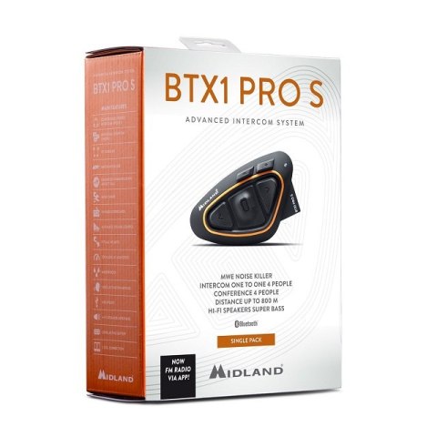 Interkom motocyklowy Midland BTX1 PRO S-SINGLE na 1 kask Interkom motocyklowy Midland BTX1 PRO S-SINGLE na 1 kask