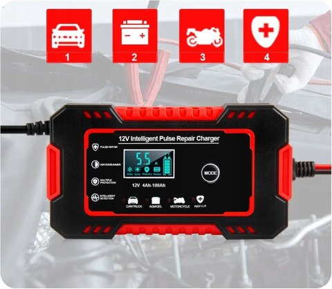 PROSTOWNIK AUTOMATYCZNY ŁADOWARKA AKUMULATORA 12V + SZCZOTKA DO KLEM GRATIS PROSTOWNIK AUTOMATYCZNY ŁADOWARKA AKUMULATORA 12V + SZCZOTKA DO KLEM GRATIS