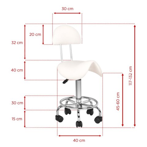 Taboret kosmetyczny 6001 biały Taboret kosmetyczny 6001 biały