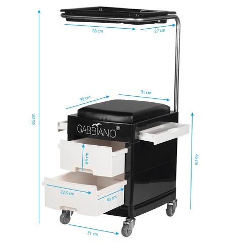 Pomocnik - taboret do pedicure 16 plus czarny/biały Pomocnik - taboret do pedicure 16 plus czarny/biały