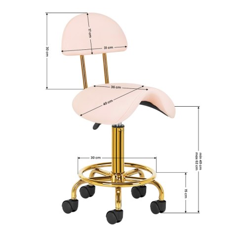 Taboret kosmetyczny 6001-G złoto - różowy Taboret kosmetyczny 6001-G złoto - różowy