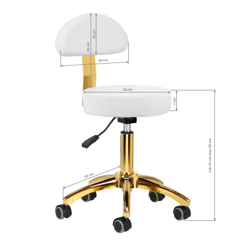 Taboret kosmetyczny AM-304G złoto biały Taboret kosmetyczny AM-304G złoto biały